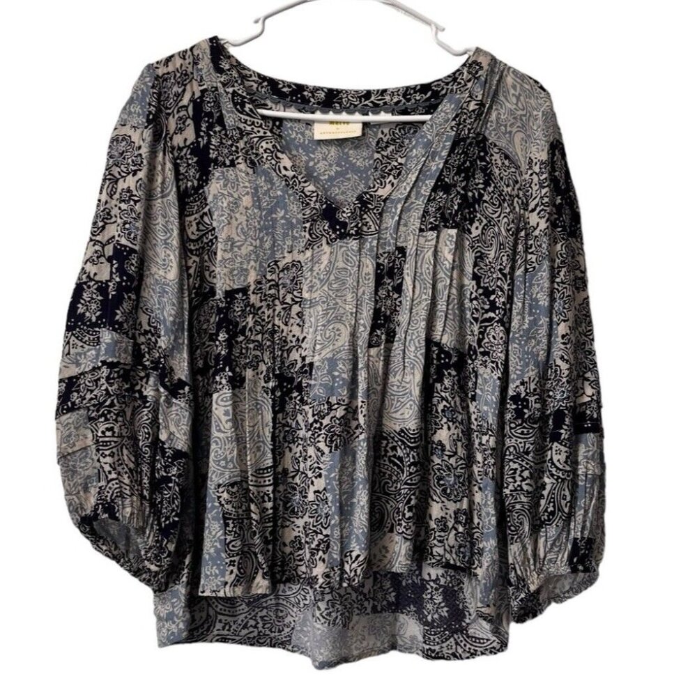 Maeve Anthropologie Size Small Long Sleeve Floral Paisley Blouse Boho Peasant